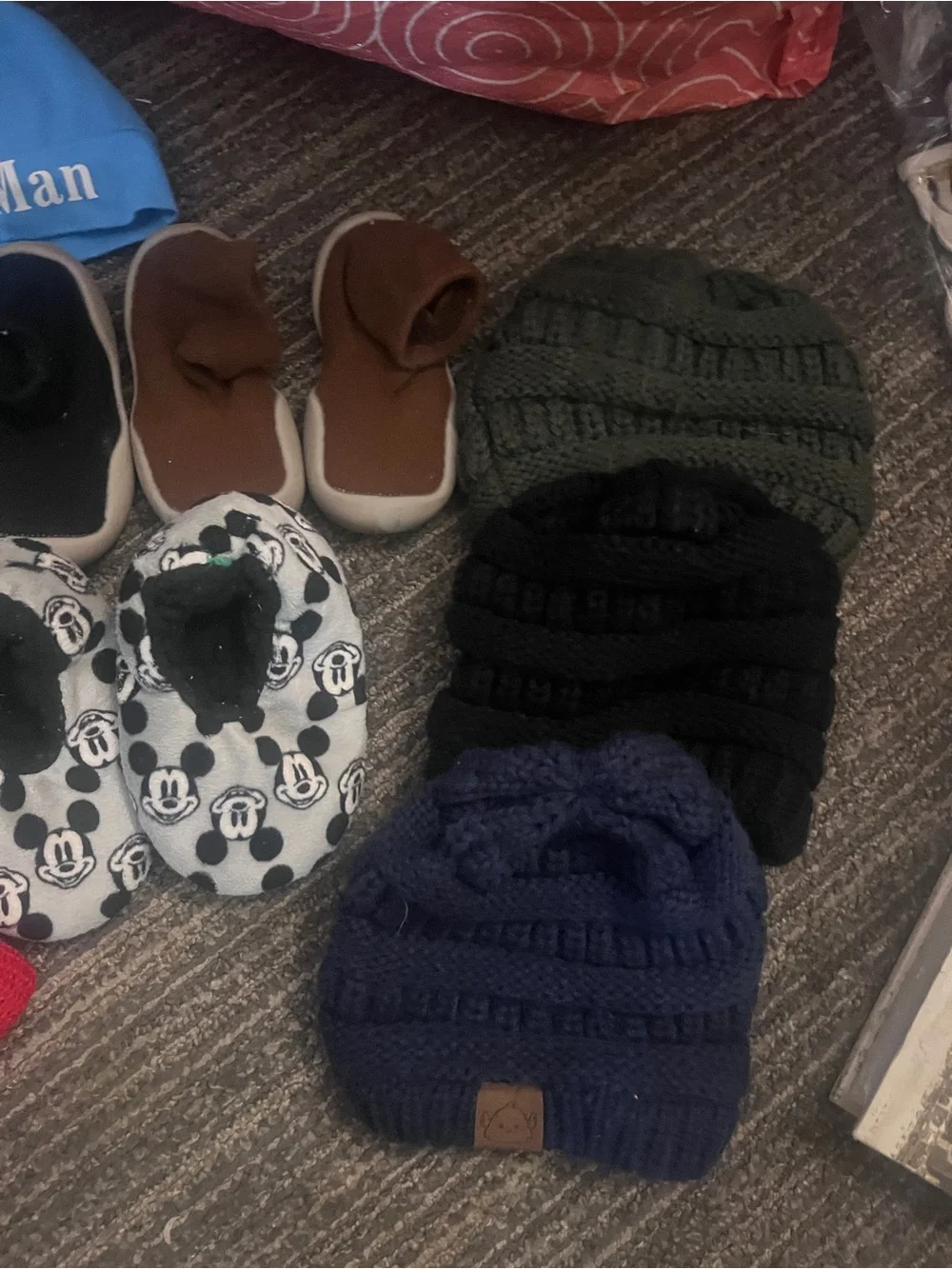 70pc bundled lot of newborn to 12 months boys socks, beanies, caps and shoes